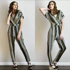 Adorable Green Striped Fall Christmas Jumpsuit
